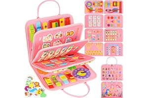 ASTEN Busy Board - Giocattoli Montessori, libri occupati per i più piccoli, libro di attività educative silenziose per bambini, giocattoli da viaggio per bambini, auto aeree, regali per ragazzi e ragazze