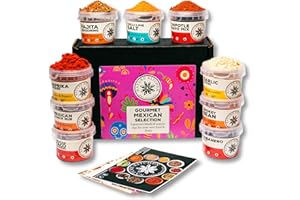 Nature Kitchen Mexican Gourmet Seasoning Mix Gift Set. 9X Spices for Taco, Fajita, Chilli, Enchiladas, Mexican Ranch Dishes and More. Includes Oregano, Thyme, Paprika, Coriander and Garlic