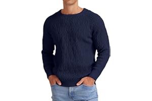 Sailwind Men's Cable Knit Jumpers Casual Crew Neck Warm Long Sleeve Sweater Pullover Tops for Men