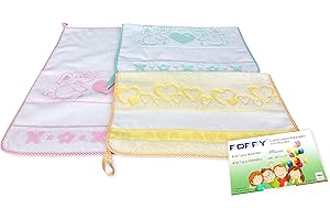 Tex family Poppy Lot de 3 Serviettes pour crèche, Petite Fille, 40 x 55 cm, Pur Coton avec Toile Aïda à Broder