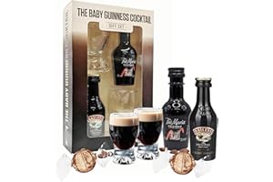 TOPLINE Baby Guinness Liqueur Gifts for Couples - Irish Cream & Coffee Liqueur 5cl Miniature Alcohol Bottles, 2 Shot Glasses with 2 Lindt Chocolate Truffles. Christmas Gifts for Women, Stocking Fillers