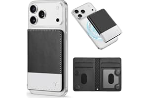 TUCCH Tarjetero Magnético Ventana ID Clara, Billetera Bloqueo RFID para Hombre Mujer 6 Tarjetas Piel Sintética para Serie iPhone 17/16/15/14/13/12/Plus/Pro/Pro Max (No Compatible Mini), Negro & Bianco