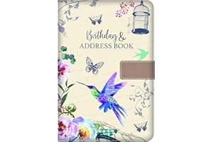 PRECIOUS LONDON Libro de direcciones telefónicas y de cumpleaños, índice A-Z, bonita cubierta de tela estilo vintage, tamaño A5, cubierta acolchada suave, libro de direcciones y cumpleaños con cierre magnético,