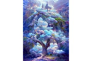 cdsnxore Diamond Painting Kits, 5D DIY Diamond Painting Kits for Adults, Full Drill Round Diamond Painting, Diamond Art Craft for Home Wall Decor 12x16inch Wonderland (Blue)