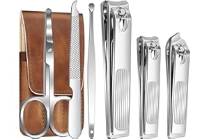 GJNL Nail Clippers, Christmas Stocking Fillers Gifts for Men Dad, 6pcs Travel Ultra Sharp Sturdy Curved Edge Trimmer Nail Cutter