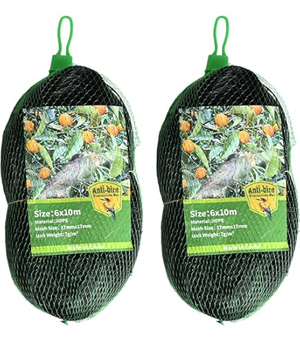alouweekuky Vogelnet 10 m x 10 m, vogelnet, zwart, scheurvast plantennet voor kippenren, volièreget ter bescherming van fruitbomen en groenten tegen vogelvraat (maaswijdte 5 x 5 cm grote gaten