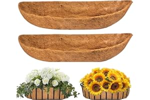 YUNSTK 2 Pcs Coco Liner Trough, 30 Inch Wall Mounted Planter Liner, Natural Coconut Fiber Hanging Basket Liners, Coco Fiber Replacement Liner for Window Box Planter, Wall Basket