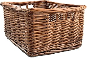 Arthur Cameron - Rectangular Wicker Storage Basket with Handles - 29 x 25 x 15 cm - Small Wicker Basket, Bathroom Storage Organiser, Bedroom Storage (Distilled Brown)