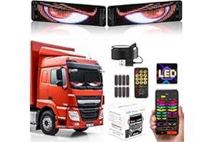 Gxpjycfob Devil Eyes Light for Truck, 2 Pcs LED Devil Eyes for Trucks and Cars, Flexible LED Sign Soft Screen, Dynamic Colourful Digital Eye Lamp with APP Control for Store, Party, Bar, 23.4" x 4.7"