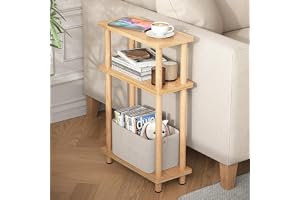 YOUDENOVA Sidobord trä, sidobord smalt, 40 x 18 x 61,5 cm, 3 djur litet bord för vardagsrum, sovrum, balkong, sidobord natur