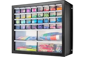 IRIS USA Organizador de Tornillos, Gabinete de 36 Cajones, Almacenamiento de Cajones de Plástico para Manualidades, Piezas Pequeñas, Tuercas y Herramientas, Pasatiempos de Arte de Scrapbook - Negro