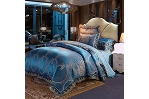 Beyeutao Pizzo Raso Copripiumino 240x220 Elegante Jacquard Set copripiumino Doppio Blu set Biancheria Da Letto.