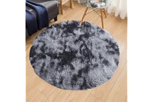 lekeplus Rugs Round Soft Shaggy Rugs Non-shedding Non-slip Rugs Modern Indoor Outdoor Fluffy Rugs, For Living Room, Bedroom, Children's Room Round Carpet (Dark grey, 180x180cm)