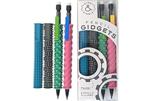 Gyre & Gimble Pencil Gidgets - Textured Silicone Pencil Case for Silent Fidgeting - Turn Your Mechanical Pencil into a Tool for Focus & Calm - 4 Sleeves and 2 Pens - Pink/Green/Blue/Grey