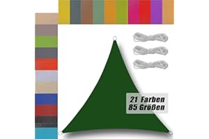 UFAMILUK Voile d'ombrage Triangle pour Patio Imperméable 185g/㎡ Tissu PES Voile d'ombrage Serre pour terrasse Patio Jardin extérieur Piscine 1.2x1.2x1.2m Vert Foncé