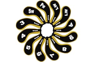 Rymatoo 12pcs Golf Iron Cover Set, Golf Iron Head Cover Club Heads Protector Headcovers Long Neck with Zip for Titleist, Callaway, Ping, Taylormade, Cobra