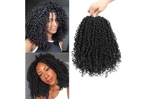 MLETULIPS Yanky Twist Crochet Hair Pre-twisted Fluffy Spring Mini Twist Short Passion Twist Crochet Hair Senegalese Twist Curly Pre-Looped Crochet Braiding Hair (1B, 3 sztuki)