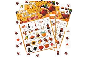 OPEIXSAYKOC Thanksgiving Bingo,Thanksgiving Bingo Party Spielkarten,24 Spieler Bingo Spiel Karten,Schule Klassenzimmer Spiele,für Thanksgiving,Geburtstag Kinder Partyzubehör,Klassenzimmer,Zuhause