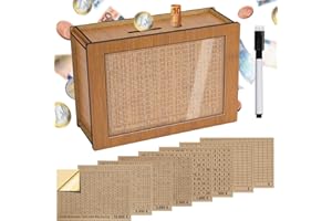 Alyvisun Hucha Ahorro de Madera con Pegatinas y Marcador, Caja de Ahorro de 5000 Libras, Hucha Reutilizable para Ahorrar Entre £500 y £10,000, Permite Establecer Objetivos de Ahorro Personalizados