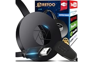 Retoo Display Wireless HDMI Dongle Streaming 1080p 4K, ricevitore di visualizzazione WiFi Supporto per DLNA Miracast Airplay, Media Player per Android, Phone, PC, Windows, Monitor, Proiettore, Nero