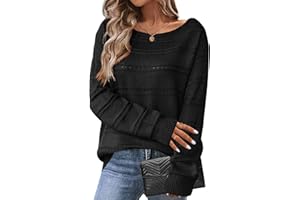 HOTOUCH Damski sweter z długim rękawem Hollow Out Swetry Miękki Sweter Z Odkrytymi Ramionami Długa Bluza Jesienna Dzianinowa Koszula Topy