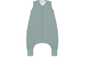 emma & noah Baby Schlafsack mit Füßen 1.0 TOG, Ganzjahres Schlafsack mit Beinen für den Frühling, Sommer und Herbst, 100% Bio-Baumwolle, Oeko-TEX Zertifiziert (Essential Mint, 80 cm)