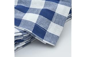 LINEN CLUBS Confezione da 12 tovaglioli in 100% cotone tinto a quadretti, 45,7 x 45,7 cm, per feste in spiaggia e cene nautiche, colore foglia di tè/bianco