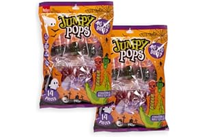 SWEET BUDDIES Becky’s Jumpy Pops Halloween Lollies 2x140g – Süße Totenkopf und Hexenkopf Lutscher mit Spiralfeder zum auf die Finger stecken – Party Mitgebsel, Trick or Treat, Kindergeburtstag & Deko Süßigkeiten