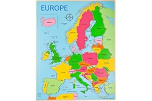 Bigjigs Toys, Europe World Map Puzzle, Wooden Toys, Jigsaw Puzzle, Jigsaw Puzzles For Kids, Wooden Puzzle, Puzzles For 3 4 5 Year Olds, Toddler Toys