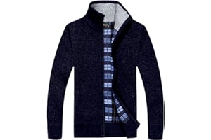 westAce Mens Zip Up Thick Fleece Lined Winter Knitted Cardigan Classic Jumper Cardigan