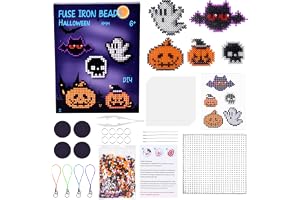 Strykpärlset, strykpärlor halloween, 5 mm stickpärlor med hylsplatta, 5 mönster, strykpapper, hängen och tillbehör för pyssel hantverk, halloween dekoration present för barn från 3 4 5 6 7 8 år