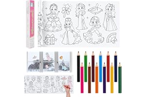 ZOOMARLOUS Children's Drawing Roll, 300*30CM Colouring Paper Roll for Kids, Drawing Paper Roll, DIY Painting Colour Filling Paper with 12 Coloured Pencil (Noble Princess)