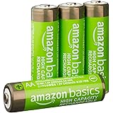 Amazon Basics AA-Batterien mit hoher Kapazität, wiederaufladbar, 2400 mAh, vorgeladen, NiMh, 4 Stück