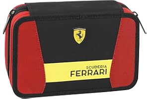 FRANCO COSIMO PANINI Ferrari KIDS - Astuccio 3 Scomparti Bambina e Bambino con Cancelleria Scuola Integrata e Vani Portapenne + Penna Cancellabile Frixion - Astuccio Scuola Organizer Grande