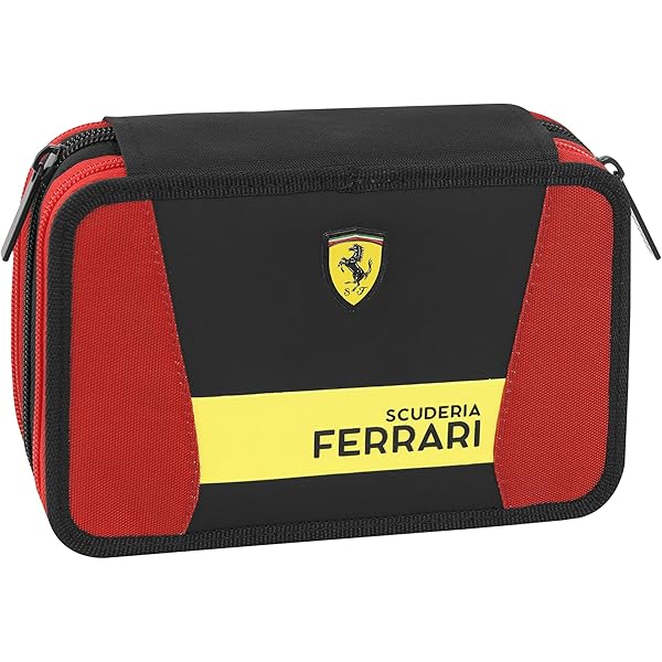 Astuccio Scuola Ferrari Ufficiale - Astuccio Ovale Con Zip, Per Bambini E Ragazzi - Rosso, 22x7x9.5 Cm - Foto 13
