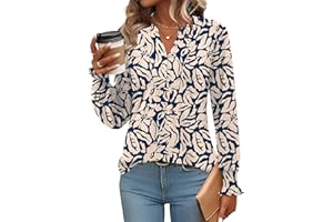 Rapbin Bluse Damen V-Ausschnitt Knopfleiste T-Shirt Tunika Kurzarm Top Sommer Oberteile Elegant Casual