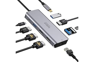 SELORE&S-GLOBAL Docking Station USB C con 2 HDMI 4K, Ethernet RJ45, USB 3.0, USB 2.0, PD 100W, Lector de Tarjetas SD/TF, Adaptador USB C 9 en 1 para DELL/HP, ECC