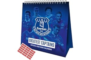 DANILO PROMOTIONS LTD Everton Calendar 2026 Desk Easel Style Flip Calendar Football Gift Present with Free Organising Stickers