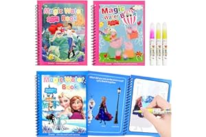 MERAYAS 3 Pièces Livre de Coloriage d'eau,Livre Doodle Réutilisable et 3 Crayons,Magique de l'eau Coloriage,Livre de Peinture à l'eau de Griffonner,Livre de Dessin Doodle (Filles)