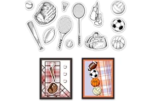 craspire Tampons Transparents en Silicone Sports Rugby Basketball Football Volleyball Baseball Tennis Badminton Tampons Transparents pour la Fabrication de Cartes Décoration DIY Scrapbooking Gaufrage