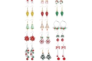 Finrezio 8-36 par kolczyków bożonarodzeniowych, wiszących, zestaw dla kobiet i dziewcząt, kolczyki bożonarodzeniowe, girlanda bożonarodzeniowa, kolczyki, na imprezę, prezent