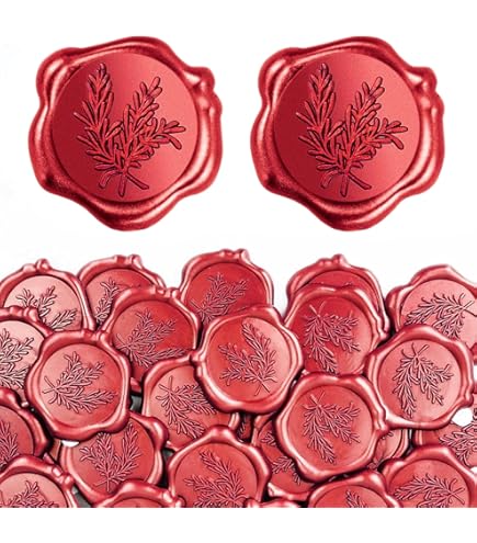 60pcs Retro Golden Red Wax Seal Stickers Self Adhesive Embossed Wax Seal Sticker For