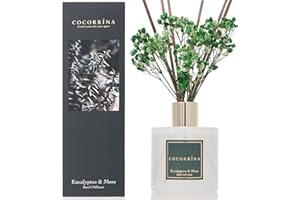 Cocorrína 200 ml dyfuzor prętowy z suszonymi kwiatami/eukaliptus i mech / odświeżacze powietrza do domu, odświeżacz powietrza do aromatów/dyfuzor do dekoracji łazienki i regałów