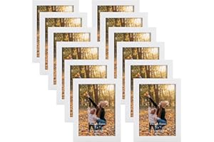 EXYGLO Cornici Foto, Cornice 13x18, Portafoto da Tavolo e da Parete Contengono 12 Cornici Bianche, Decorazione per Soggiorno, Corridoio, Camera da Letto, Ufficio