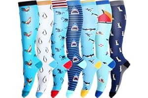 LEOSTEP 20-30mmHg Compression Socks 7 Pairs - Graduated Support Stockings for Men & Women - Ideal for Travel, Pregnancy, Flight, Nursing, Teachers, Running ﻿