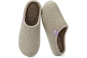 RockDove Pantuflas de fieltro para mujer, forro polar acogedor y suela de agarre interior