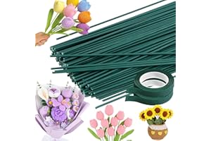 Niuny Alambre Tallo Flores Verde Floristas Tallo de Flor 150pcs Artificial Alambre Floral 40cm Floral Wire 2mm De Diámetro Tallos Floral para Producción De Diy Arreglo Flores Artificiales Corona Ramo