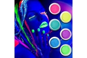 Beteligir 6 Colors Water Activated Eyeliner Palette Liquid Eyeliner Colorful Set, Neon Face Paint UV Glow Body Paint, Water Based Eye Gel Set - Masquerade Face and Body Makeup (01)