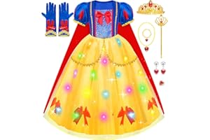 MELAND Princess Costumes for Girls, Light Up Princess Dress Up for Girls Aged 3-10, Halloween Costumes for Kids World Book Day Fancy Dress