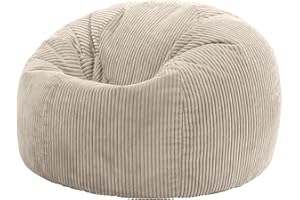 ‎ICON Icon Kingston Sitzsack Cord, Beige, Sitzsack Erwachsene mit Füllung, Bean Bag, Cord Sessel, Lounge Sessel, Lounge Stuhl, Schlafzimmer, Wohnzimmer, Wohnzimmer Möbel